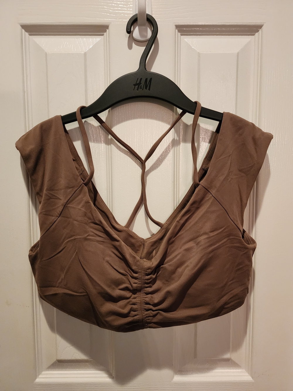 Athleta Brown Strappy Ruched Sports Bra